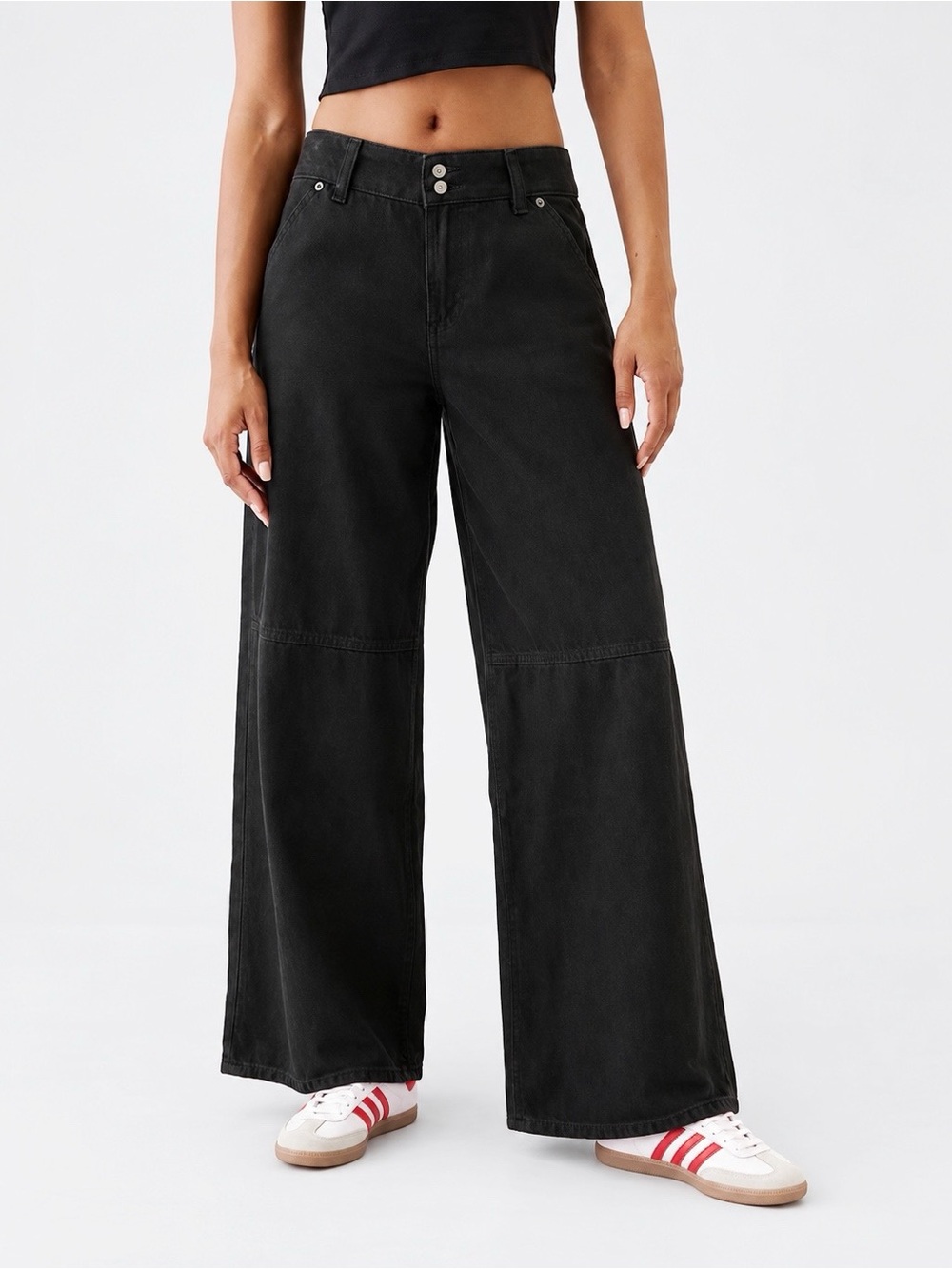 GAP Woman Black Mid Rise Ultra Soft Baggy Jeans US29 Classic Minimal Casual